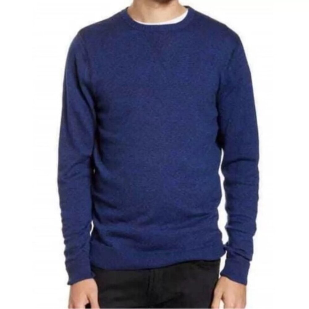 NWT 1901 COTTON CASHMERE Crew Nk‎ Pullover ND426731MN NAVY MEDIEVAL MARL Size XL